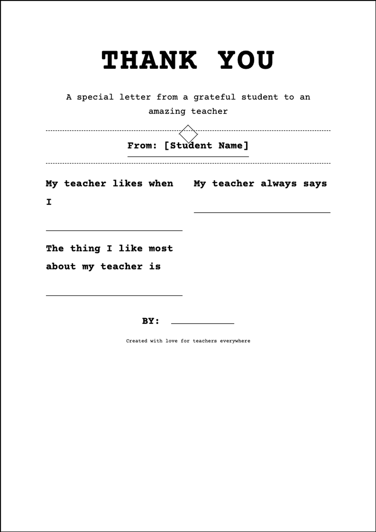 Printable teacher appreciation thank you note with fill in the blank prompts and cupcake_variant_3